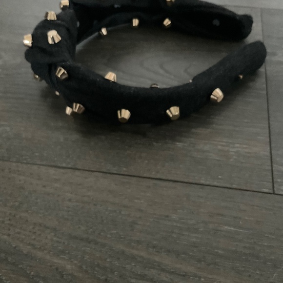 LELE SADOUGHI KNOTED EMBELLISHED HEADBAND BLACK MULTI.  Denim fabric, main image 4